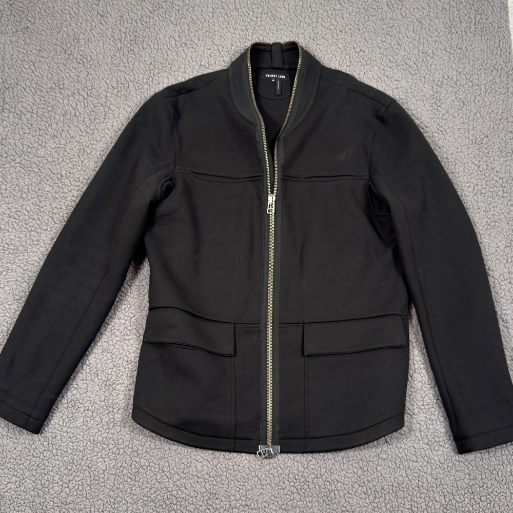 Helmut Lang Jacket Mens Medium Black Utility Full Zip Up Storm Bomber Designer